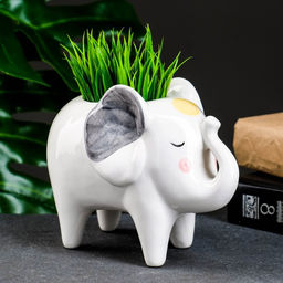 Декоративный горшок для цветов «Слон Платон», 500 мл, 15.5×8.5×12.5 см, керамический, белый