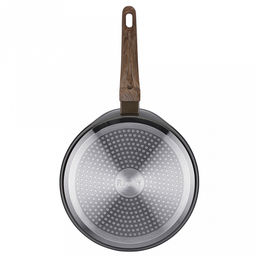 Сковорода блинная с антипригарным покрытием Terra д22см, h4,3см, s2,6мм, дно s3,1мм, кованный алюминий, бакелитовая ручка с покрытием soft-touch, имитирующим текстуру дерева, Regent (Китай) Подходит для всех видов плит, включая индукционную. - Домашняя мода фото 3