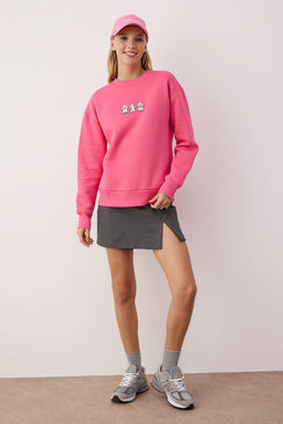 TRENDYOLMILLA Tas Animal Nak?sl? Regular/Normal Kal?p Kal?n Ici Polarl? Orme Sweatshirt TWOAW24SW00196 фото 10