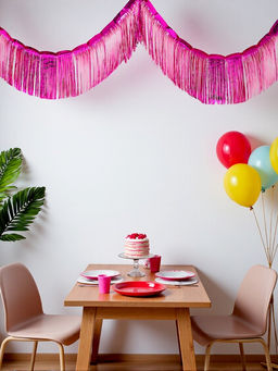 Цена за 2 шт. Гирлянда "Дождик" 3 метра с липким краем, цвет фуксия