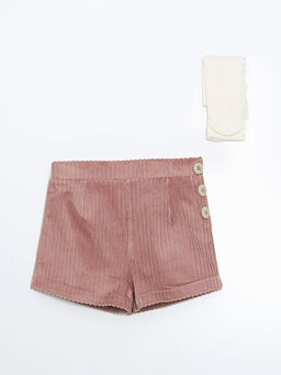 Beli Lastikli K?z Bebek ?ort ve K?lotlu ?orap 2li Tak?m