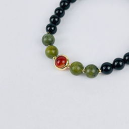 Браслет из черного Агата, Змеевика и Сардоникса 17 см