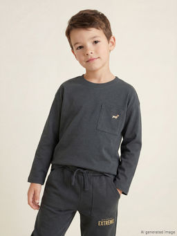 Bisiklet Yaka Bask?l? Uzun Kollu Erkek ?ocuk Ti??rt 2li