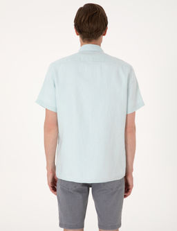 Su ye_ili %100 Keten Regular Fit K_sa Kollu G_mlek