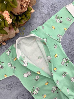 Боди футер с длинным рукавом варежкой, арт.XC-BD137-ITn, зеленый коровы - Мамин малыш фото 2