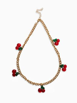 Цепь с подвесами "Вишня", цветная в золоте