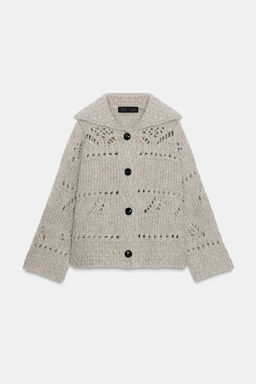 POINTELLE CHUNKY KNIT CARDIGAN - Zara фото 3