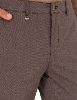Kahverengi Slim Fit Pamuk Kar___ml_ Kanvas Pantolon