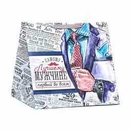 Пакет для торта и коробок, с широким дном «Первый во всем», 40×40×40 см