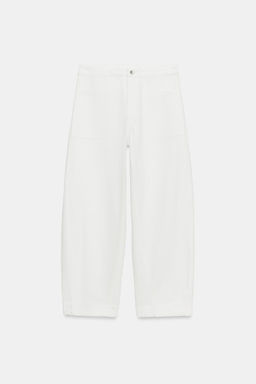 PANTAL?N DENIM BARREL BOLSILLOS ZW COLLECTION / Blanco - Zara фото 18