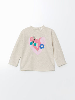 Bisiklet Yaka Uzun Kollu Bask?l? K?z Bebek Sweatshirt