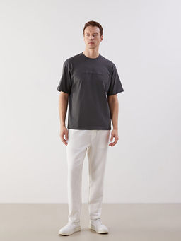 Bisiklet Yaka Bask?l? Penye Erkek Ti??rt