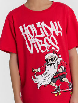 Футболка для мальчиков новогодняя красная с Сантой - Mark formelle фото 5