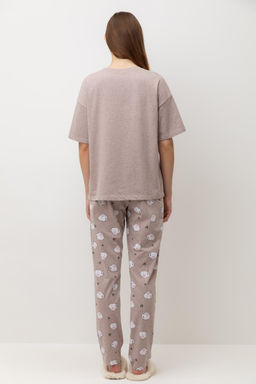 Е 20142/бежевый меланж,зайчата пижама жен