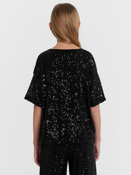 Блузка для девочек черная в пайетки - Mark formelle фото 5