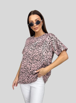 K13438 Футболка OVER SIZE (замша) ПУДРА