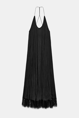 VESTIDO HALTER SATINADO ENCAJE ZW COLLECTION / Negro - Zara фото 5