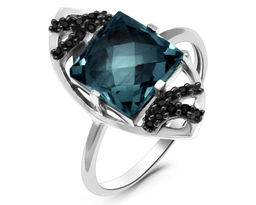 Кольцо из серебра синт.сапфир, шпинель, Каное