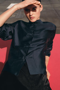 CAMISA SATINADA ALAMARES ZW COLLECTION / Marino
