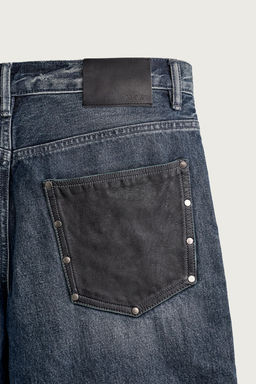 BERMUDA DENIM BAGGY FIT COMBINADO CUERO / Azul - Zara фото 10