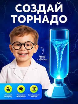 Набор для опытов Научный торнадо, работает от мотора - Эврики фото 4