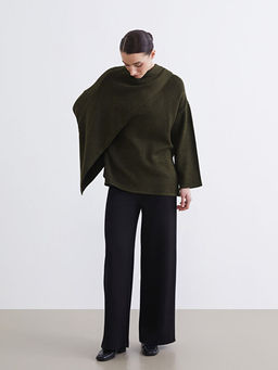 D?k?ml? ?al Yaka Oversize Kad?n Triko Kazak