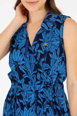 Kad_n Lacivert Dokuma Elbise