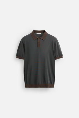 STRIPED JACQUARD KNIT POLO SHIRT - Zara фото 7