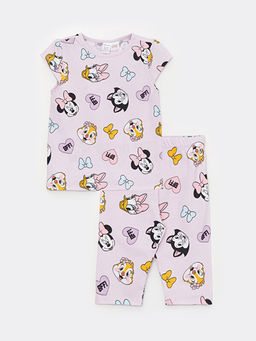 Bisiklet Yaka K?sa Kollu Minnie Mouse Bask?l? K?z Bebek Pijama Tak?m?