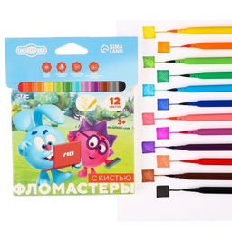 Фломастеры с кистью, 12 цветов, Смешарики  фото 23