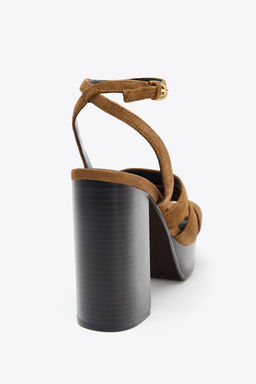 PLATFORM SPLIT SUEDE SANDALS - Zara фото 7
