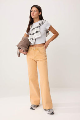 Turuncu Yuksek Bel %100 Pamuk Wide Leg Jeans TWOSS26JE00180 - Trendyolmilla фото 3