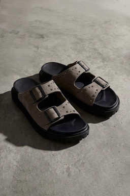 Trendyol Shoes Siyah Rivetli Cift Tokal? Duz Kad?n Terlik TAKSS25TE00004 - Trendyolmilla фото 11