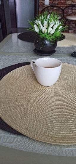 Салфетка для сервировки (мат на стол) 38см, круглая, кремовая, Y6-2545 (326273) /DANIKS/  фото 5