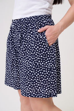 Шорты женские из кулирки Цветник горошек на темно-синем макси