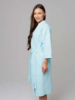 Женский укороченный вафельный халат с планкой мятный В-11 (19) - Росхалат фото 6