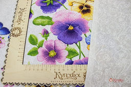 Рогожка Анютины глазки на светло-сером, ш.1.5м, хлопок-100%, 165гр/м.кв - Купава фото 2