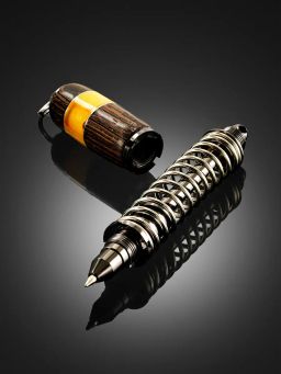 Необычная ручка Амортизатор, украшенная деревом и янтарём - Амберхолл фото 2