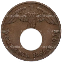Монета 1 рейхспфенниг 1939 года D Германия