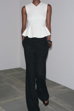 SLEEVELESS INTERLOCK PEPLUM TOP - Zara фото 4
