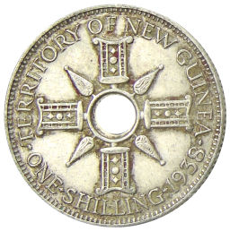 Монета 1 шиллинг 1938 года Британская Новая Гвинея