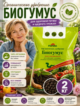 Цена за 2 шт. Биогумус 2кг основное органическое удобрение FLORIZEL