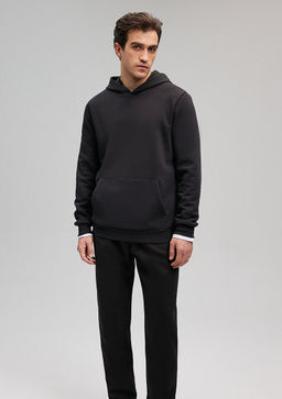Mavi Logo Baskl Kaponlu Siyah Sweatshirt  фото 4