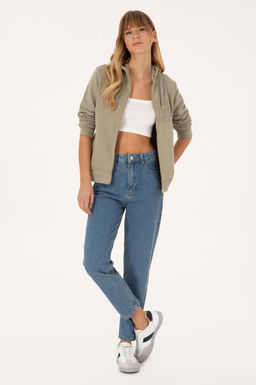 Kad_n A__k Haki Fermuarl_ Kap__onlu Basic Sweatshirt - U.s. polo assn фото 4