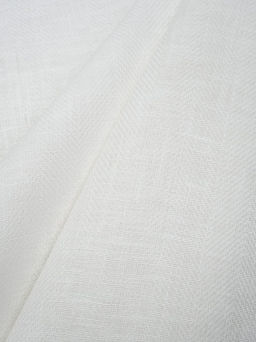 Льняной жаккард Елочка цв.белый, ш.1.5 м, лен-100%, 280гр/м.кв - Купава фото 2