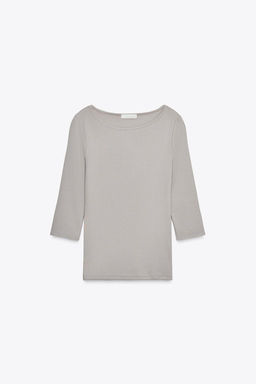 COTTON BOAT NECK T-SHIRT - Zara фото 15