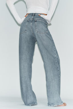 JEANS TRF WIDE LEG CINTURA CRUZADA TIRO ALTO / Azul medio - Zara фото 6