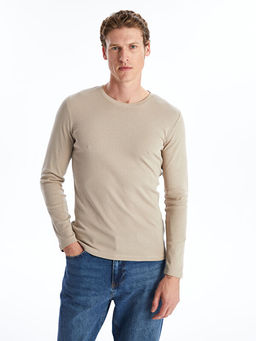 Bisiklet Yaka Uzun Kollu Penye Erkek Ti??rt