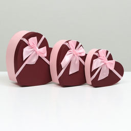 Набор подарочных коробок сердце 3 в 1, бордовый, 21?19?9 - 15.5?14?6 см