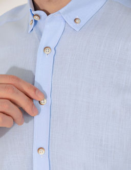 A__k Mavi Slim Fit Uzun Kollu G_mlek